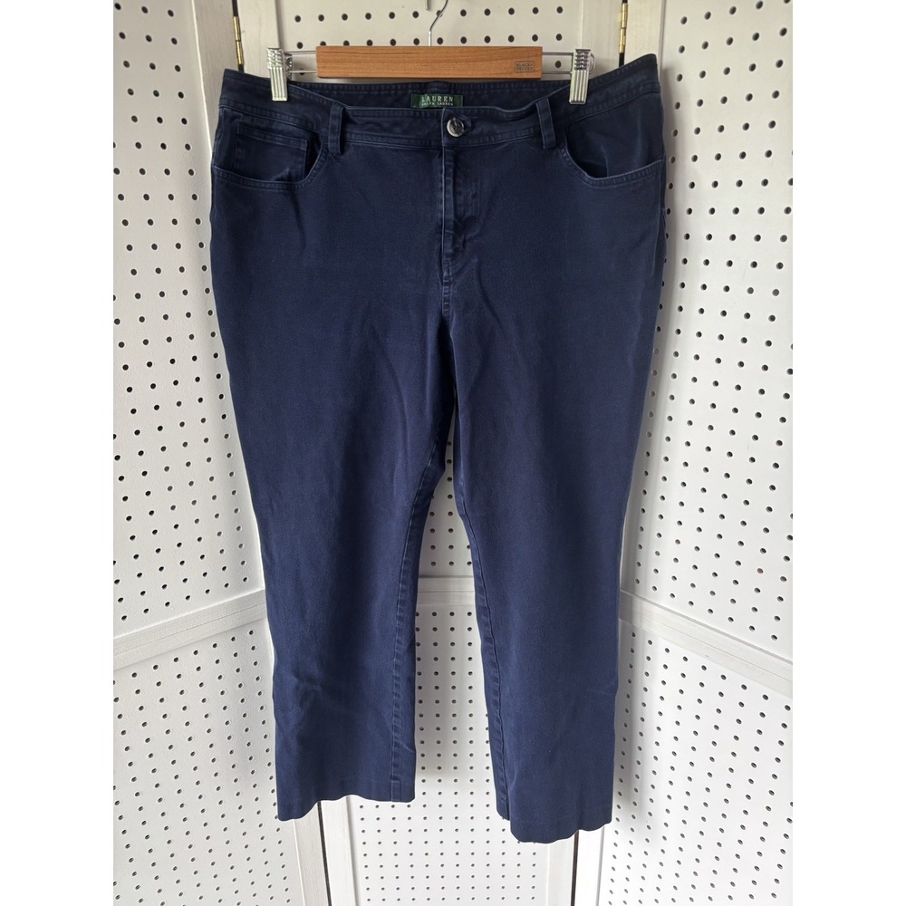 Lauren Ralph Lauren Dark Blue Denim Jeans Pants Straight Leg Stretch‎ 16 Women's